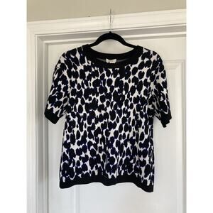 Kate Spade Leopard Print Pullover Crewneck Sweater Size Small Preppy City Chic